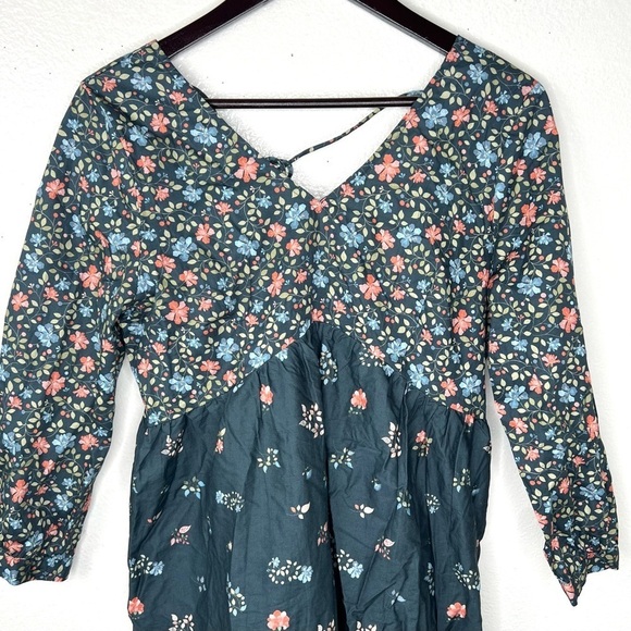 REISTOR Floral Flowy Deep V Short Dress Knee Length Size Small Organic NWT - Picture 6 of 12